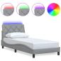 Preview: Bettgestell mit LED ohne Matratze Hellgrau 80x200 cm Stoff
