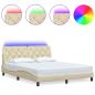 Preview: Bettgestell mit LED ohne Matratze Creme 160x200 cm Stoff