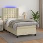Preview: ARDEBO.de - Boxspringbett mit Matratze & LED Creme 90x190 cm Kunstleder