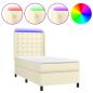 Preview: Boxspringbett mit Matratze & LED Creme 90x190 cm Kunstleder