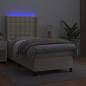 Preview: Boxspringbett mit Matratze & LED Creme 90x190 cm Kunstleder