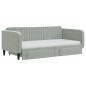 Preview: Tagesbett Ausziehbar mit Schubladen Hellgrau 90x190 cm Samt