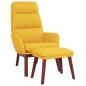 Preview: Relaxsessel mit Hocker Senfgelb Stoff