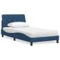 Preview: ARDEBO.de - Bett mit Matratze Blau 100x200 cm Stoff