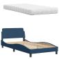 Preview: Bett mit Matratze Blau 100x200 cm Stoff