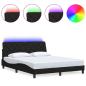 Preview: Bettgestell mit LED ohne Matratze Schwarz 160x200 cm Stoff