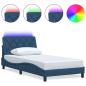 Preview: Bettgestell mit LED ohne Matratze Blau 100x200 cm Stoff