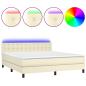 Preview: Boxspringbett mit Matratze & LED Creme 180x200 cm Kunstleder