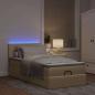 Preview: Ottoman-Bett mit Matratze & LEDs Creme 80x200 cm Stoff