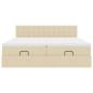 Preview: Ottoman-Bett mit Matratzen & LEDs Creme 200x200 cm Stoff