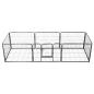 Preview: Hunde-Laufgitter 8 Paneele Stahl 60 x 80 cm Schwarz