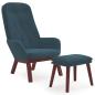 Preview: Relaxsessel mit Hocker Blau Samt