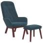 Preview: Relaxsessel mit Hocker Blau Samt