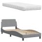 Preview: Bett mit Matratze Hellgrau 80x200 cm Stoff