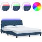 Preview: Bettgestell mit LED ohne Matratze Blau 160x200 cm Stoff