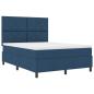 Preview: Boxspringbett mit Kopfteil Blau 140 x 200 cm Stoff