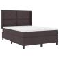 Preview: LED Boxspringbett mit Kopfteil Dunkelbraun 160 x 200 cm Stoff