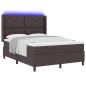 Preview: LED Boxspringbett mit Kopfteil Dunkelbraun 160 x 200 cm Stoff