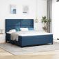 Preview: ARDEBO.de - LED Boxspringbett mit Kopfteil Blau 180 x 200 cm Stoff