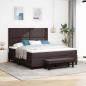 Preview: ARDEBO.de - Boxspringbett mit Kopfteil Dunkelbraun 180 x 200 cm Stoff