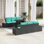 Preview: ARDEBO.de - Sofa Set 7 stk. 6-Sitzanzahl Schwarz und Blau Poly-Rattan