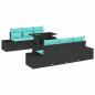 Preview: Sofa Set 7 stk. 6-Sitzanzahl Schwarz und Blau Poly-Rattan
