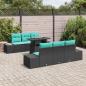 Preview: Sofa Set 7 stk. 6-Sitzanzahl Schwarz und Blau Poly-Rattan