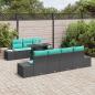 Preview: Sofa Set 8 stk. 7-Sitzanzahl Schwarz und Blau Poly-Rattan