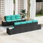 Preview: ARDEBO.de - Garten-Sofa-Set 8 stk. Schwarz und Türkis Poly-Rattan