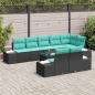 Preview: Gartensofa-set mit Speicher Schwarz und Türkis Poly Rattan