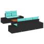 Preview: Gartensofa-set 6 stk. Schwarz und Türkis Poly-Rattan