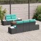Preview: Gartensofa-set 6 stk. Schwarz und Türkis Poly-Rattan