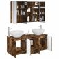 Preview: Badezimmerschrank-Set 4 stk. Geräucherte Eiche Holzwerkstoff