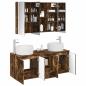 Preview: Badezimmerschrank-Set 4 stk. Geräucherte Eiche Holzwerkstoff