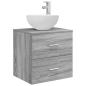 Preview: Badezimmermöbel-Set 4 stk. Grau Sonoma Ingenieurholz und Glas