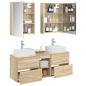 Preview: Badezimmermöbel-Set 5 stk. Sonoma-Eiche Ingenieurholz und Glas