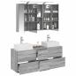 Preview: Badezimmermöbel-Set 4 stk. Grau Sonoma Ingenieurholz und Glas