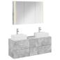 Preview: Badezimmermöbel-Set 4 stk. Betongrau Ingenieurholz und Glas