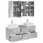 Preview: Badezimmermöbel-Set 4 stk. Betongrau Ingenieurholz und Glas