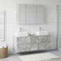 Preview: Badezimmermöbel-Set 4 stk. Betongrau Ingenieurholz und Glas