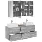 Preview: Badezimmermöbel-Set 4 stk. Grau Sonoma Ingenieurholz und Glas