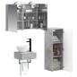Preview: Badezimmerschrank-Set 4 stk. Betongrau Holzwerkstoff