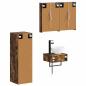 Preview: Badezimmerschrank-Set 4 stk. Geräucherte Eiche Holzwerkstoff