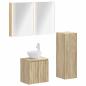 Preview: Badezimmermöbel-Set 4 stk. Sonoma-Eiche Ingenieurholz und Glas