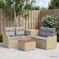 Preview: ARDEBO.de - Sofa Set 6 stk. Beige und Hellgrau Polyrattan und Stahl
