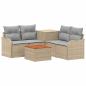 Preview: Sofa Set 6 stk. Beige und Hellgrau Polyrattan und Stahl