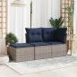 Preview: ARDEBO.de - Gartenhocker mit Kissen Grau 55x55x37 cm Poly Rattan