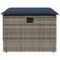 Preview: Gartenhocker mit Kissen Grau 55x55x37 cm Poly Rattan