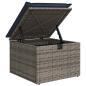 Preview: Gartenhocker mit Kissen Grau 55x55x37 cm Poly Rattan