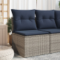 Preview: Gartensessel ohne Armlehnen mit Kissen Grau Poly Rattan